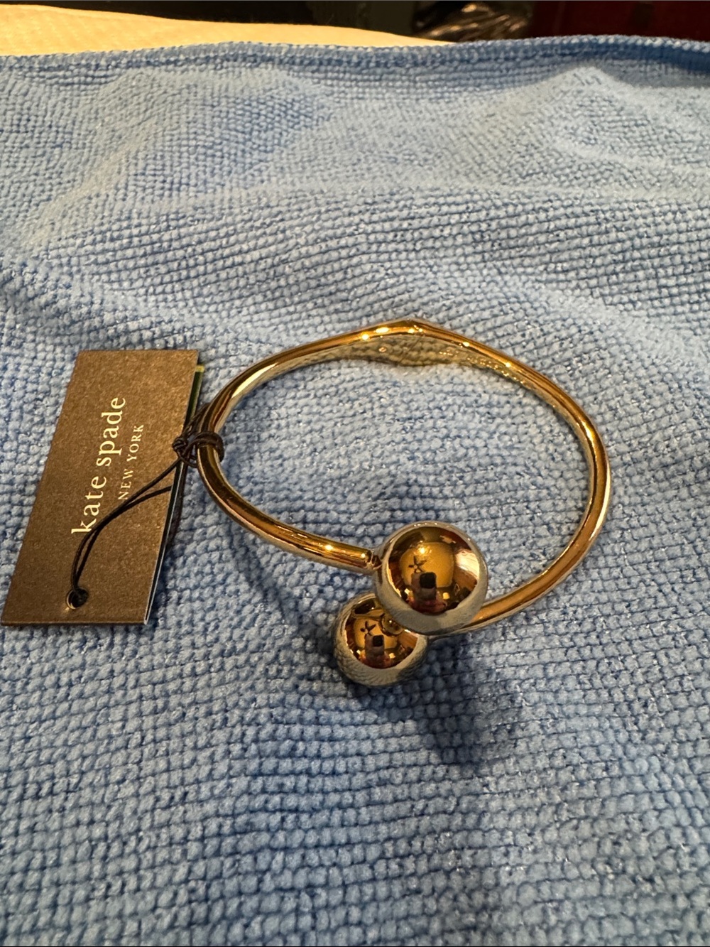 kate spade gold double-ball open cuff bracelet